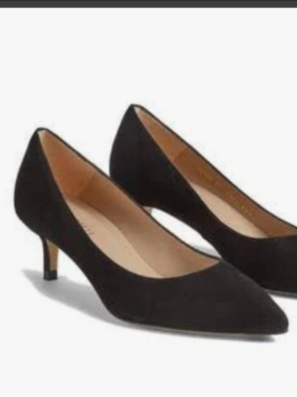 LK BENNETT 8 / 8.5 BLACK SUEDE AUDREY POINTED TOE KITTEN HEEL PUMPS